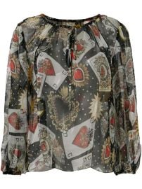 Dolce  amp  Gabbana Playing Cards Print Blouse at Farfetch